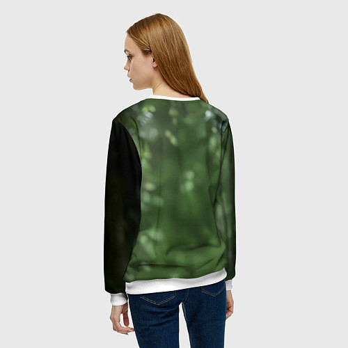 Женский свитшот Рептилия с зелеными глазами / 3D-Белый – фото 4
