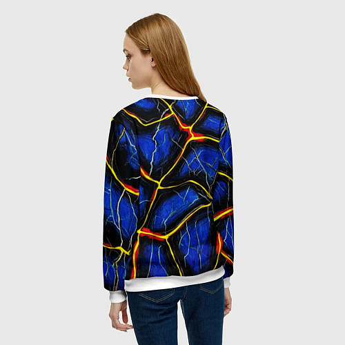 Женский свитшот Золотой герб РФ и желтые полосы / 3D-Белый – фото 4