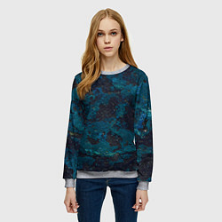 Свитшот женский Черно-синий бетон, цвет: 3D-меланж — фото 2