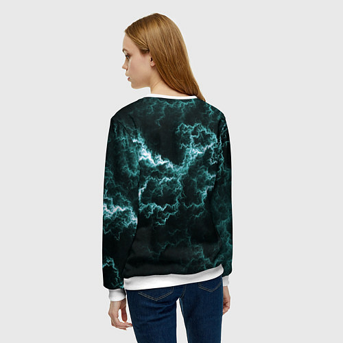 Женский свитшот Lightning light blue line / 3D-Белый – фото 4