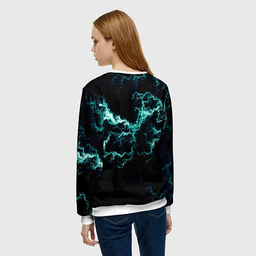 Женский свитшот Lightning light blue glow / 3D-Белый – фото 4