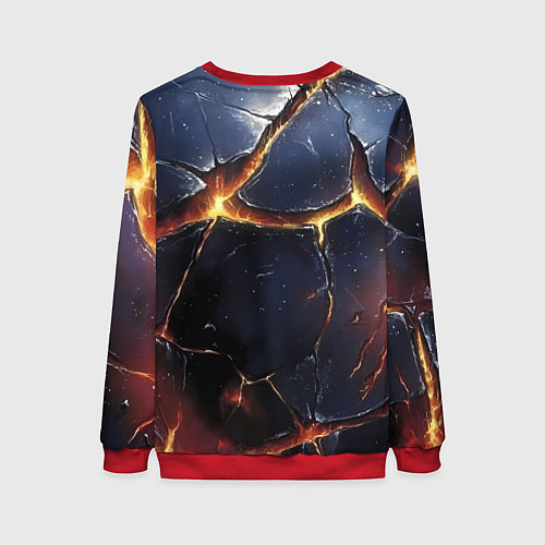 Женский свитшот Золотой герб России и текстура с плитами / 3D-Красный – фото 2