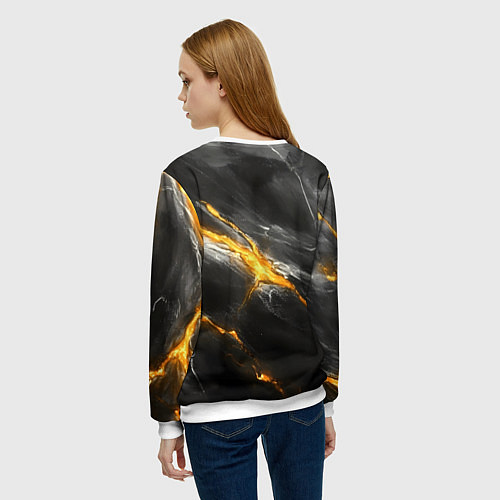 Женский свитшот Россия черно-желтый фон / 3D-Белый – фото 4