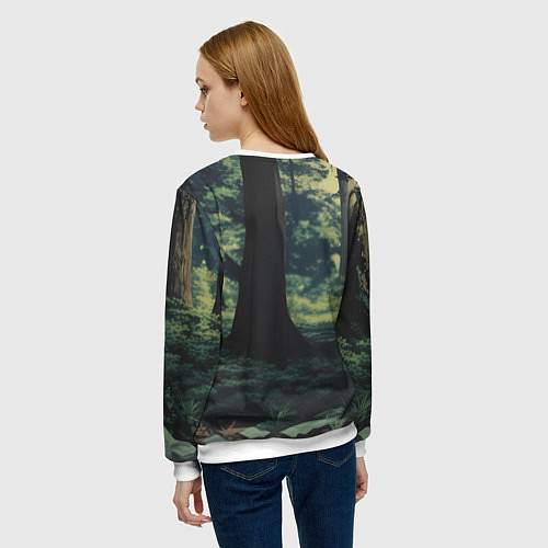 Женский свитшот Йода в лесу / 3D-Белый – фото 4