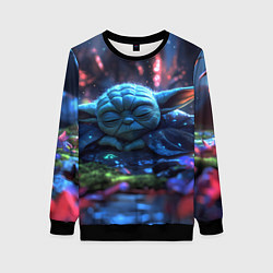 Свитшот женский Спящий Йода, цвет: 3D-черный
