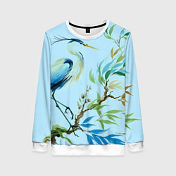 Женский свитшот Акварельная цапля у пруда