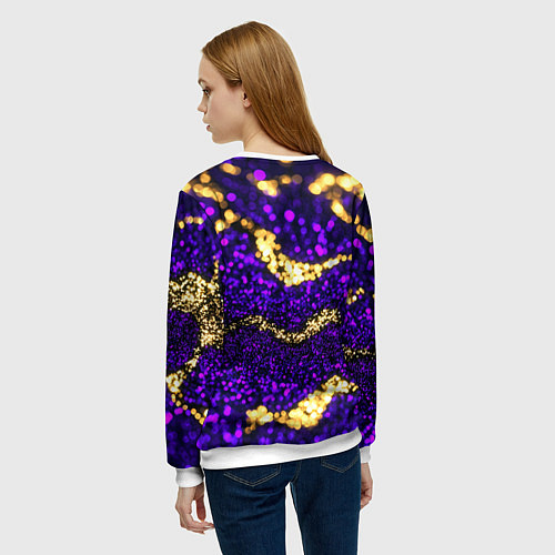 Женский свитшот Россия - фиолетовая текстура / 3D-Белый – фото 4