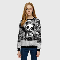 Свитшот женский Детёныш панды уличный хулиган на фоне граффити, цвет: 3D-черный — фото 2