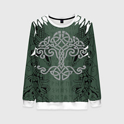 Женский свитшот Древние руны и древо жизни с крыльями