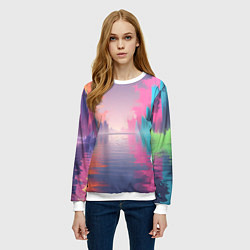 Свитшот женский Город в розовом тумане, цвет: 3D-белый — фото 2