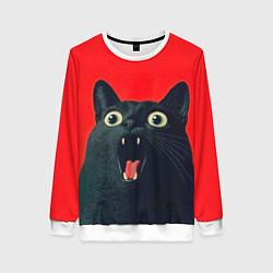 Свитшот женский Котик в шоке, цвет: 3D-белый