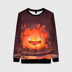 Свитшот женский Кальцифер акварель, цвет: 3D-черный