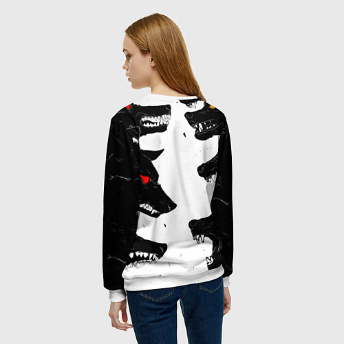 Женский свитшот Волки со светящимися глазами / 3D-Белый – фото 4