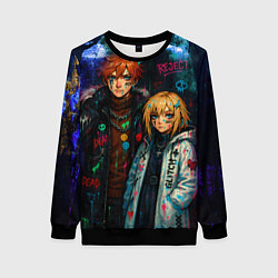 Свитшот женский Люмин и Тарталья потеки краски, цвет: 3D-черный