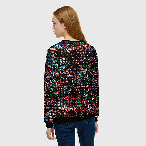 Женский свитшот Тёмный чёрно-красный мелкий квадрат / 3D-Черный – фото 4