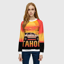 Свитшот женский Tahoe на закате джип, цвет: 3D-белый — фото 2