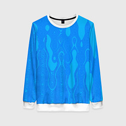 Свитшот женский Голубой абстракция вода, цвет: 3D-белый