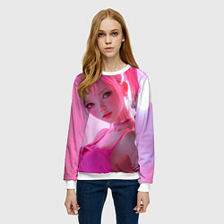 Свитшот женский Аниме девушка в розовом белье, цвет: 3D-белый — фото 2