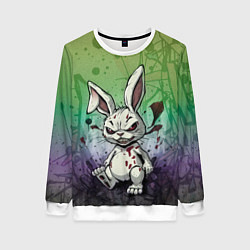 Свитшот женский Безумный кролик хулиган, цвет: 3D-белый