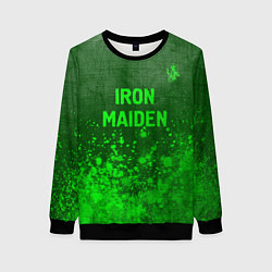 Свитшот женский Iron Maiden - green gradient посередине, цвет: 3D-черный