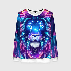 Женский свитшот Космический неоновый лев - нейроарт