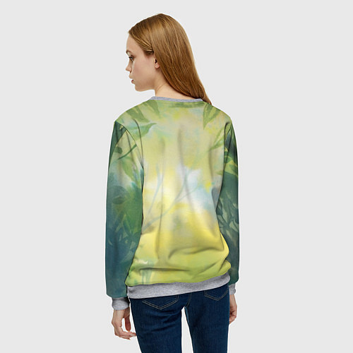 Женский свитшот Тоторо в лесу акварель / 3D-Меланж – фото 4
