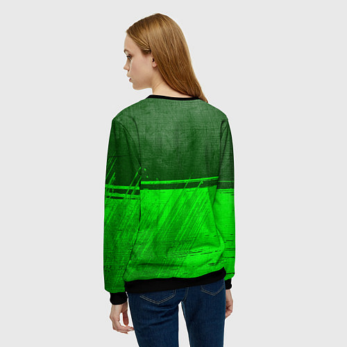 Женский свитшот Fortnite - green gradient посередине / 3D-Черный – фото 4