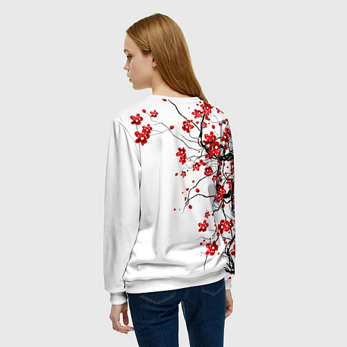Женский свитшот Сакура с иероглифом Любовь / 3D-Белый – фото 4