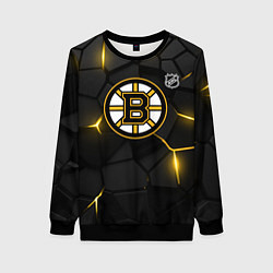 Свитшот женский Бостон Брюинз - плиты с подсветкой, цвет: 3D-черный