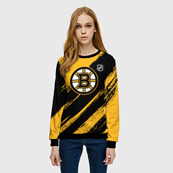 Свитшот женский Бостон Брюинз - брызги краски, цвет: 3D-черный — фото 2