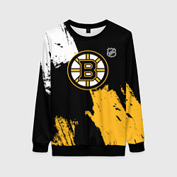 Свитшот женский Бостон Брюинз - разлитая краска, цвет: 3D-черный
