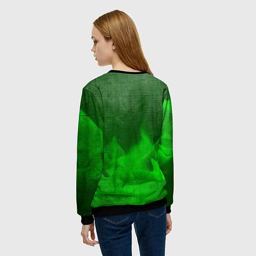 Женский свитшот Watch Dogs - green gradient посередине / 3D-Черный – фото 4
