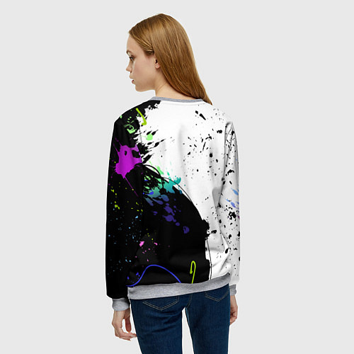 Женский свитшот Неоновые брызги - жуткие улыбки / 3D-Меланж – фото 4