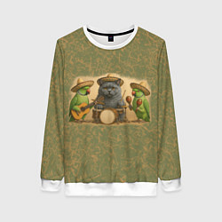 Свитшот женский Надежды маленький оркестрик в оливковом, цвет: 3D-белый