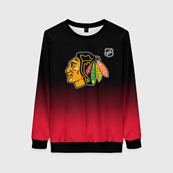 Свитшот женский Чикаго Блэкхокс - градиент, цвет: 3D-черный