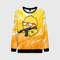 Свитшот женский Курица и автомат, цвет: 3D-черный