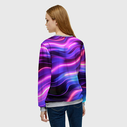 Женский свитшот Портрет Билли Айлиш из линий / 3D-Меланж – фото 4