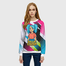 Свитшот женский Билли Айлиш в стиле мультфильма, цвет: 3D-белый — фото 2