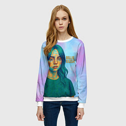Свитшот женский Билли Айлиш из мозаики, цвет: 3D-белый — фото 2