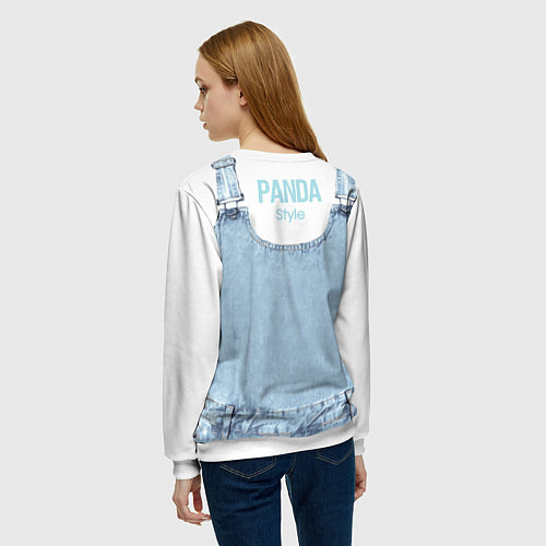 Женский свитшот Панда в кармашке комбинезона / 3D-Белый – фото 4