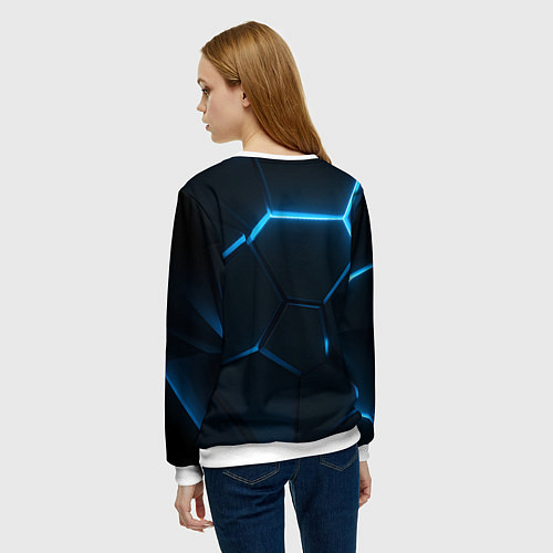 Женский свитшот Черные плиты с синим светом / 3D-Белый – фото 4