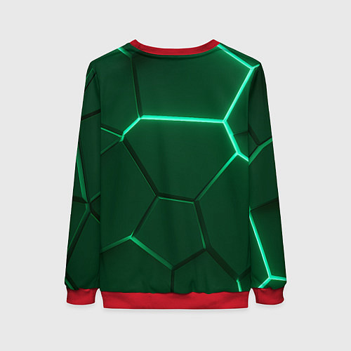 Женский свитшот Зеленые плиты с неоном / 3D-Красный – фото 2