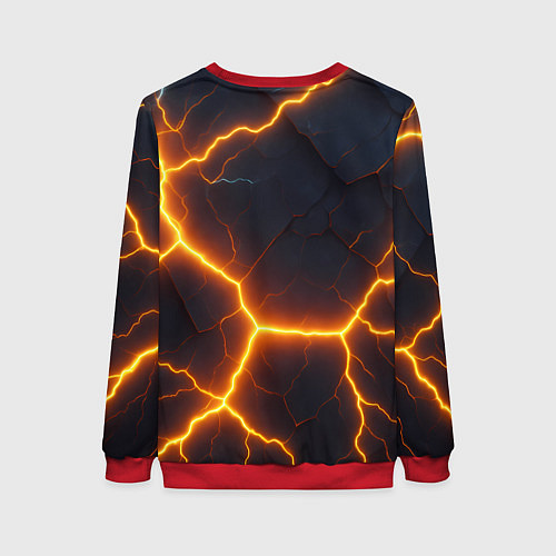 Женский свитшот Молнии и черные объемные плиты / 3D-Красный – фото 2