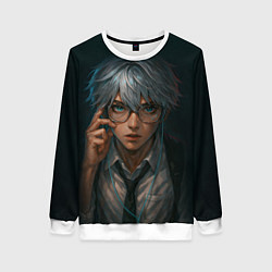 Свитшот женский Стильный мужчина в очках, цвет: 3D-белый