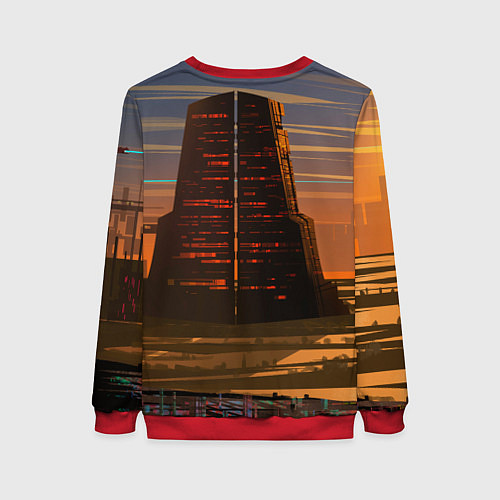 Женский свитшот Bones в халате с журавлями / 3D-Красный – фото 2