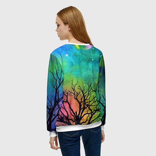 Женский свитшот Bones без зрачков держит череп в руках / 3D-Белый – фото 4