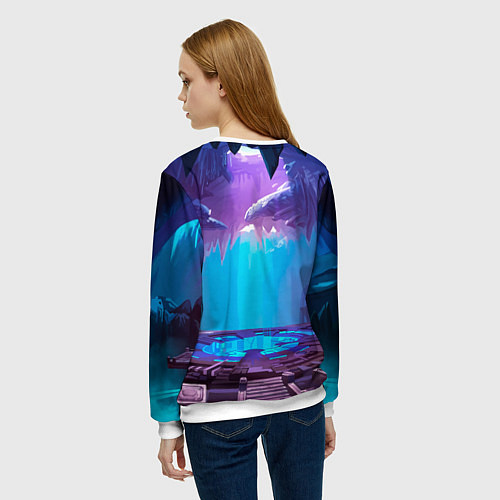 Женский свитшот Лис ниндзя в прыжке / 3D-Белый – фото 4