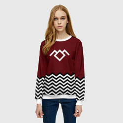 Свитшот женский Твин Пикс - лого, цвет: 3D-белый — фото 2