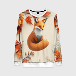 Женский свитшот Лис под осенними листьями