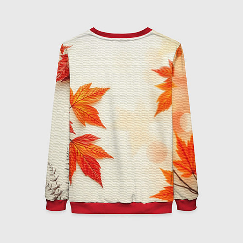 Женский свитшот Лиса под осенними листьями / 3D-Красный – фото 2